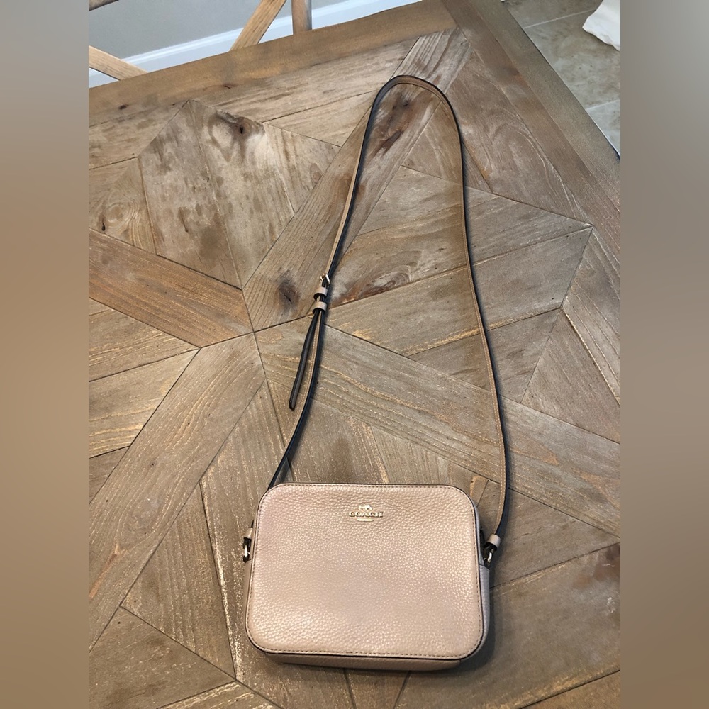 Coach leather crossbody tan beige neutral